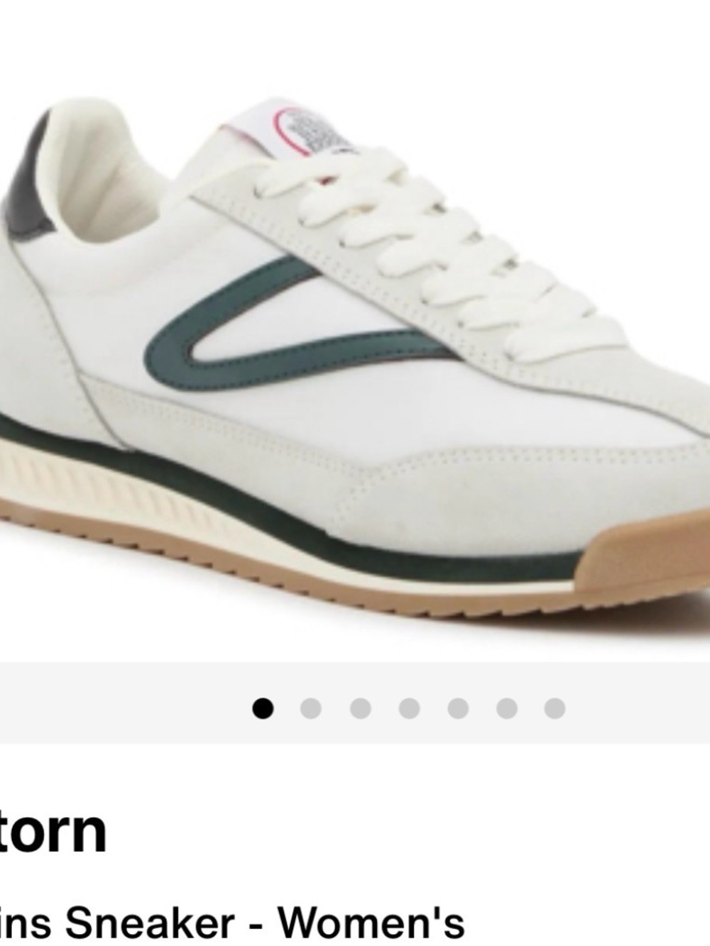 Tretorn White and Dark Green Retro Low-Top Sneaker